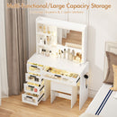 Advwin Dressing Table Stool Set with Glass Drawer