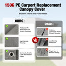 Advwin Carport Replacement Canopy Cover with 4 Leg Panels