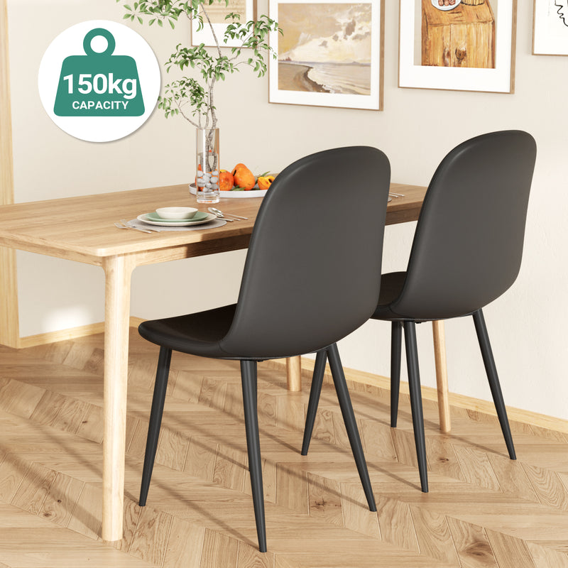 Advwin PU Dining Chairs Set of 2 Kitchen Chair Black