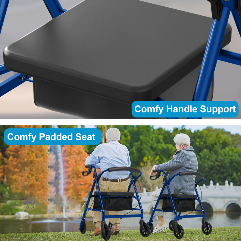 Advwin 4 Wheels Rollator Walker with Dual Brake System