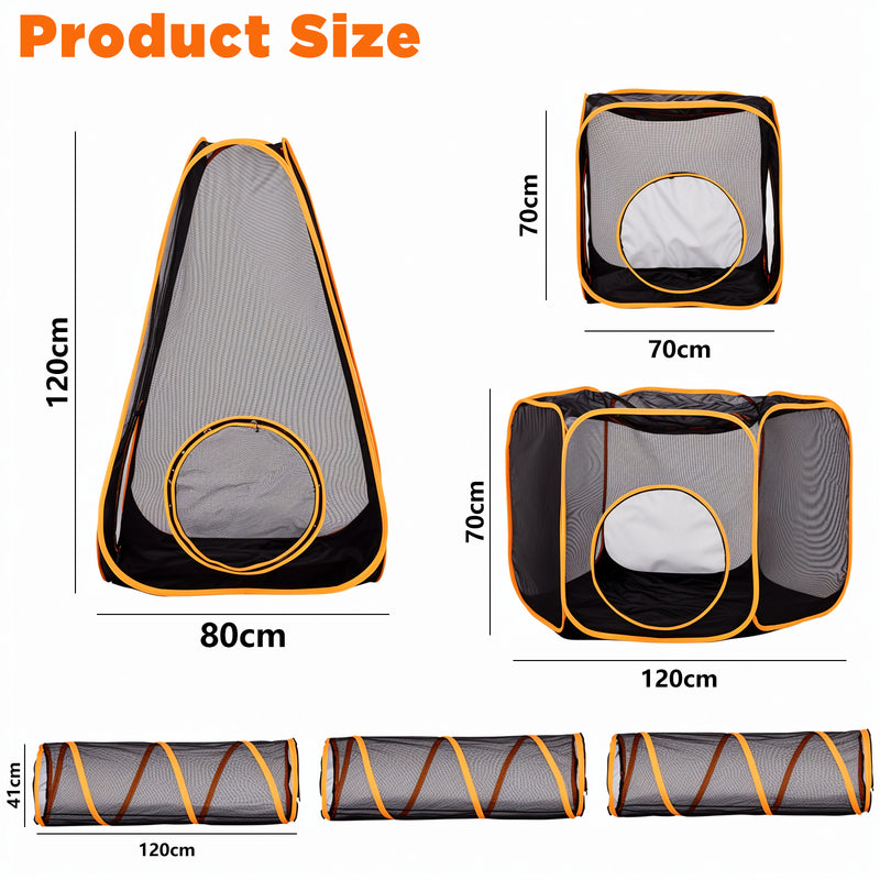 Advwin 6-in-1 Outdoor Cat Enclosure with Playhouse & Tents