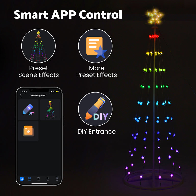 Advwin 204cm Christmas Cone Tree Lights with LED Lights