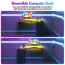 Advwin L Shaped Gaming Desk with LED Lights