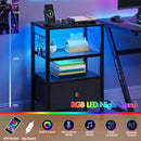 Advwin LED Bedside Tables with Fabric Drawer Set of 2