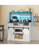 Advwin Farmhouse LED Sideboard Buffet Storage Cabinet