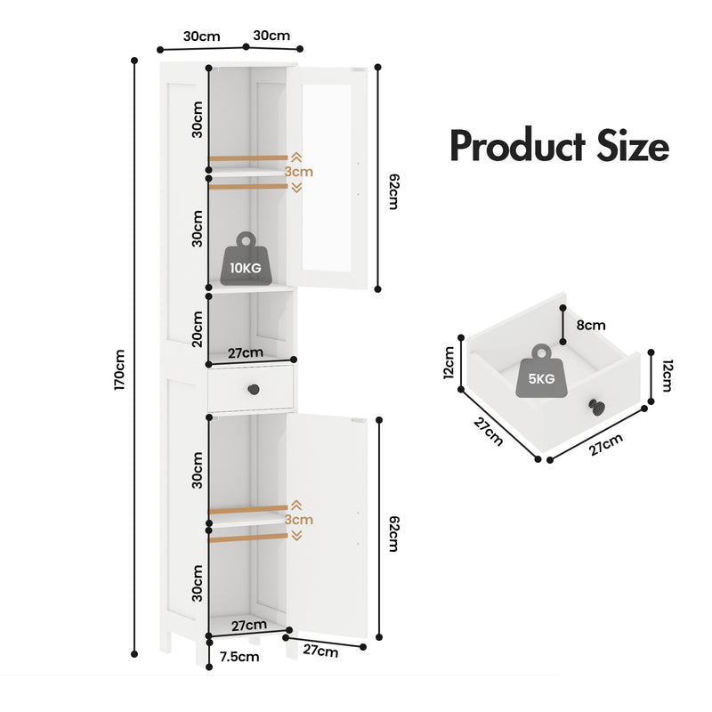 Advwin 170cm Tall Slim Bathroom Storage Cabinet