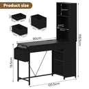 Advwin LED Computer Desk with Reversible Bookshelf