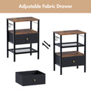 Advwin LED Bedside Tables with Fabric Drawer Set of 2