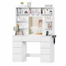 Advwin Dressing Table with LED Mirror & 9 Drawers White