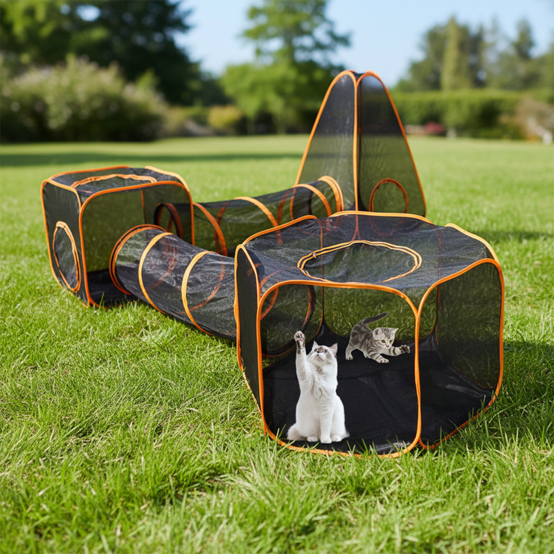 Advwin 6-in-1 Outdoor Cat Enclosure with Playhouse & Tents