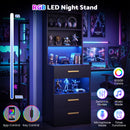 Advwin Set of 2 Tall Bedside Table with Charging Station