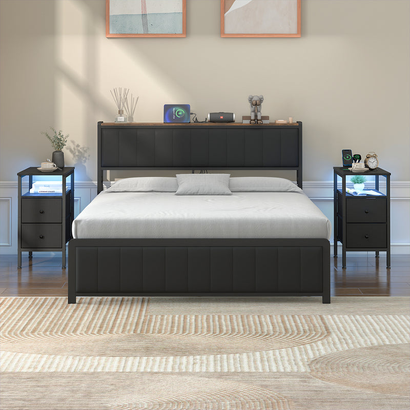 Advwin Bedside Table w/ AC Outlets and USB Ports (Pre-Order)