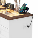 Advwin 8 Drawers Dresser with LED Lights & Glass Top