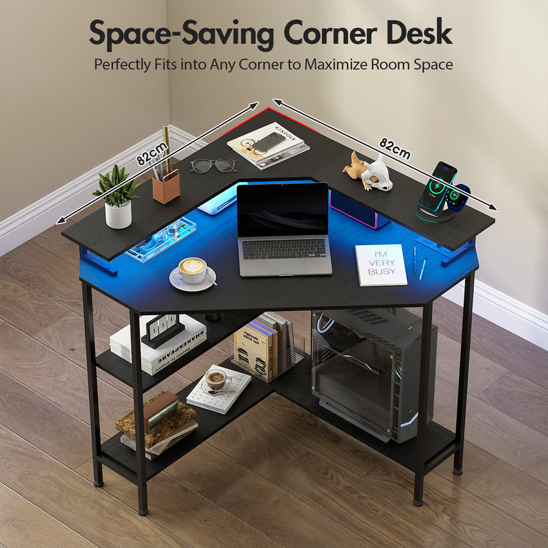Advwin Corner Desk Triangle LED Gaming Desk