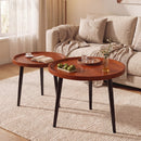 Advwin Walnut Nesting Coffee Tables Set of 2