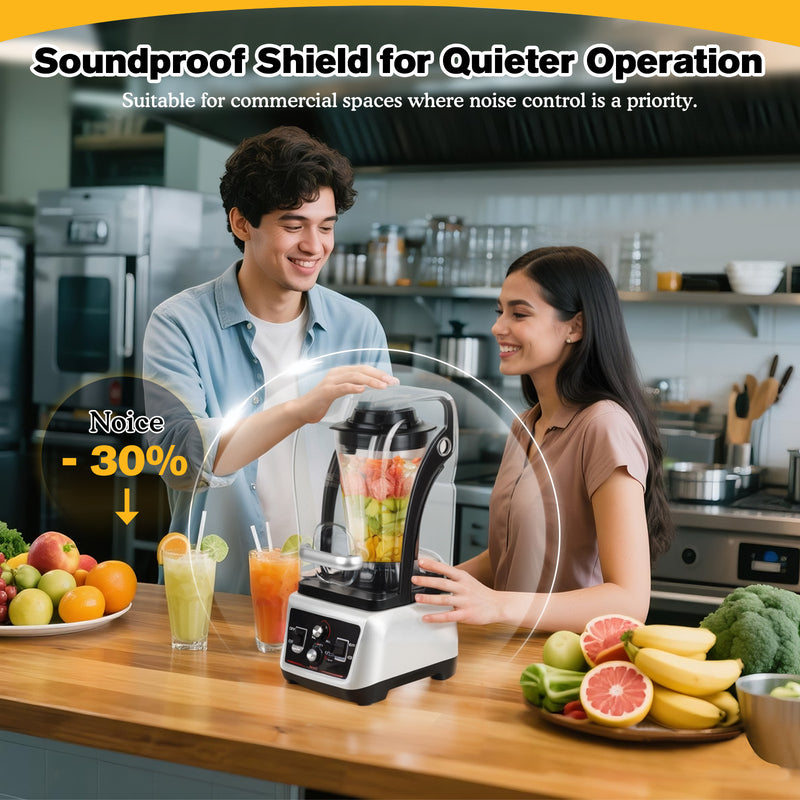 Advwin Commercial Blender with Soundproof Shield