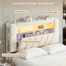 Advwin Bed Frame w/ LED Shelves & Charging Station