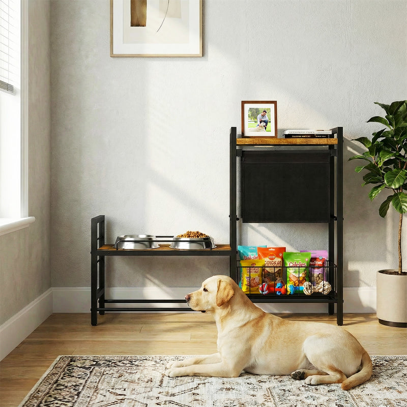 Advwin Elevated Dog Feeding Station with Storage Shelves