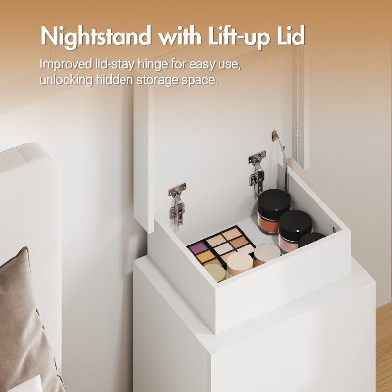 Advwin Bedside Table 2 Drawers With Nightstand LED