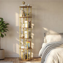 Advwin 5 Tier Rotating Bookshelf Round Corner Organizer