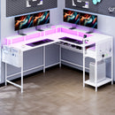 Advwin 150cm L Shaped Computer Desk w/ LED Lights