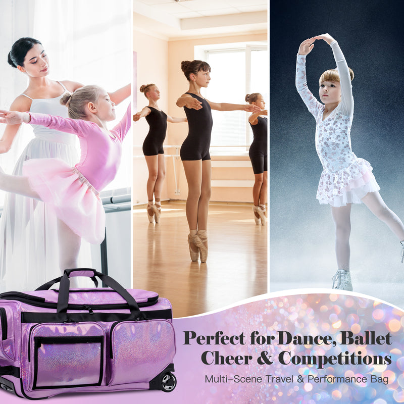 Advwin 26Inch Rolling Dance Bag with Garment Rack