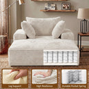 Advwin 132cm Corduroy Chaise Lounge Chair with Cushion
