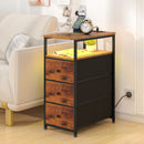 Advwin LED Narrow Bedside Table with Charging Station