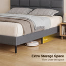 Advwin Linen Upholstered Bed Frame w/ Adjustable Headboard
