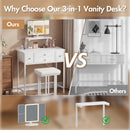 Advwin Dressing Table with LED Mirror Height-Adjustable Stand