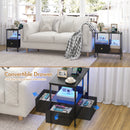 Advwin LED Side Table w/ Power Outlets & Wheels