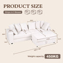 Advwin 228cm L-Shaped Modular Cloud Sofa w/ Storage Ottoman