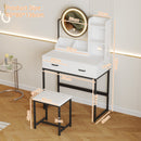 Advwin Dressing Table Set with Power Outlet White & Black