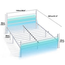 Advwin Metal Platform Bed Frame w/ Headboard White