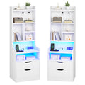 Advwin Set of 2 Tall LED Nightstands w/ Charging Station