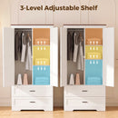 Advwin X-Barn Doors Wardrobe w/ 2 Drawers & Hanging Rail