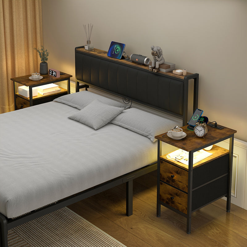Advwin Bedside Table w/ AC Outlets and USB Ports (Pre-Order)