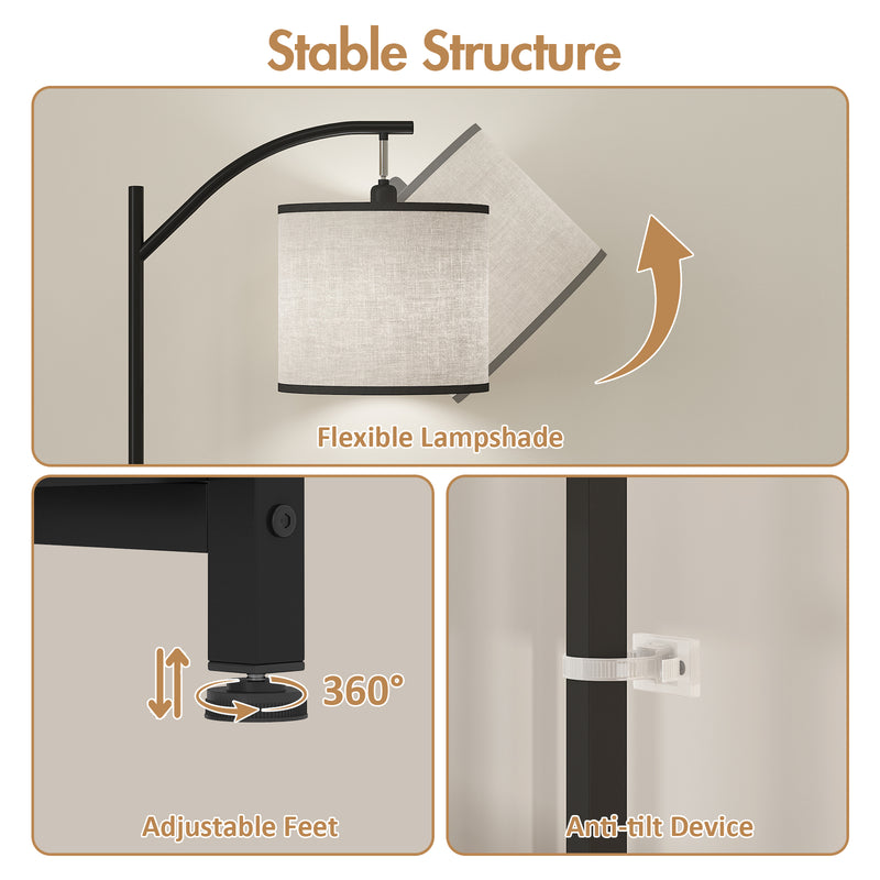 Advwin Floor Lamp with Table & 2 Drawers Nightstand