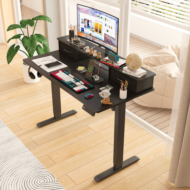 Advwin Electric Standing Desk with Monitor Stand Black