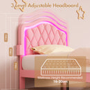 Advwin LED Velvet Bed Frame w/ Adjustable Headboard King Single