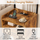 Advwin Bedside Table with Charging Station LED Lights Set of 2