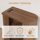 Advwin Narrow Side Table w/ Fluted Sliding Door & Storage