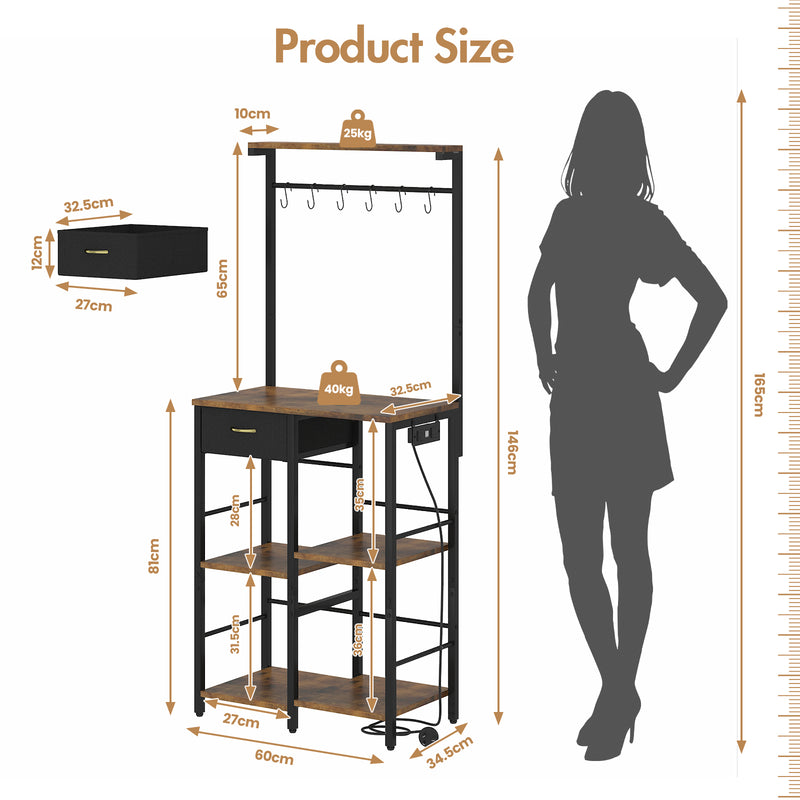 Advwin 5 Tier Coffee Bar Station with Drawer & Outlet