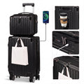 Advwin 20"+14" Hardshell Luggage Set with Power Bank Pocket