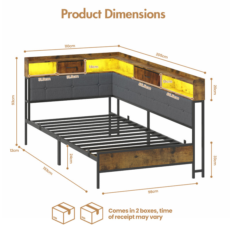 Advwin King Single Corner Bed Frame