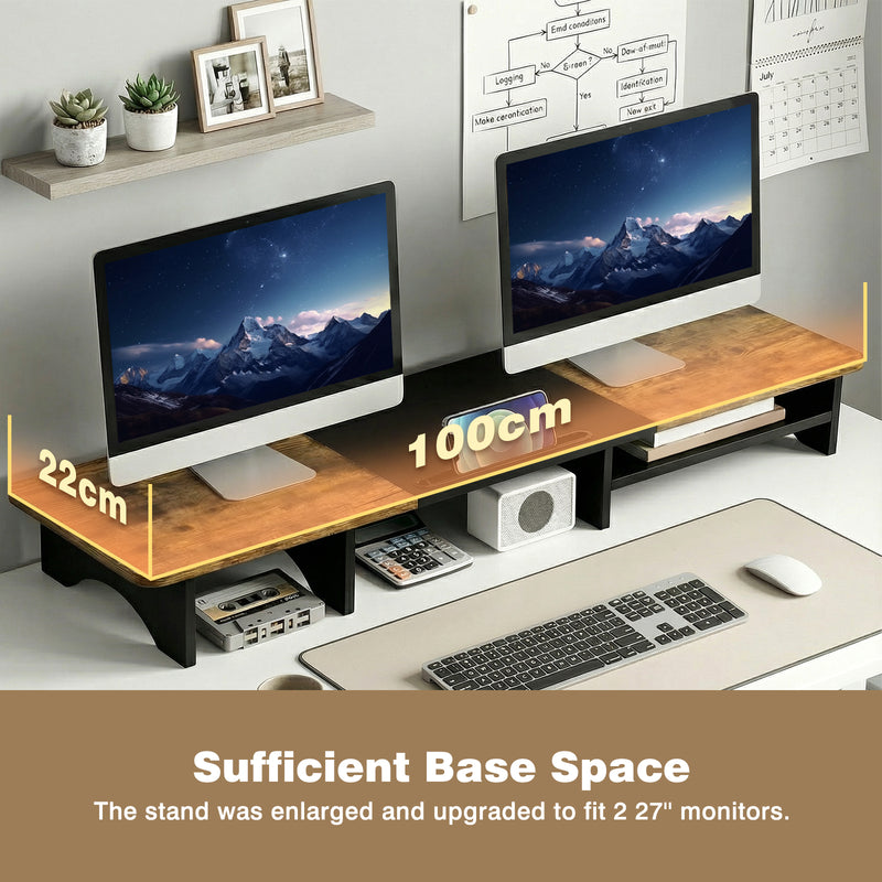 Advwin 100cm Dual Monitor Stand with Storage