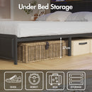 Advwin Bed Frame with Charging Station & LED Storage Shelf