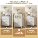 Advwin Bedside Table with 3 Drawers and Charging Station