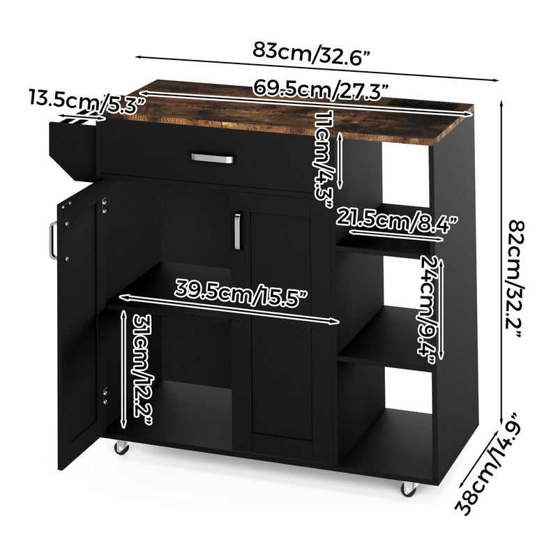 Advwin Kitchen Island Cart on Wheels with Charging Station