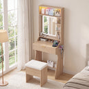 Advwin Flutted Dressing Table Set w/ Lights & Power Hub